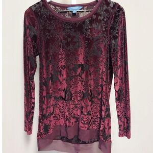 Simply Vera Want Womens Burnout Velvet Long Sleeve Top PM Whimsigoth‎ Boho
